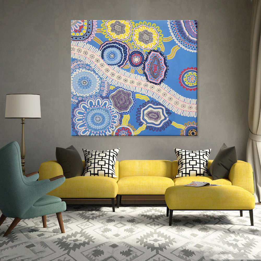 Tepid Dreams - Stunning Colourful Stylized Dot Painting Size 120x120cm