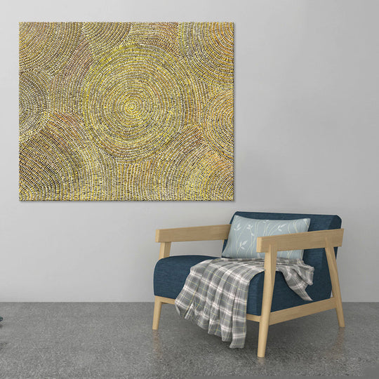 Billowing Warmth - Meticulously Hand Painted Abstract Featuring Thousands of Painted Strokes, size 100x120cm