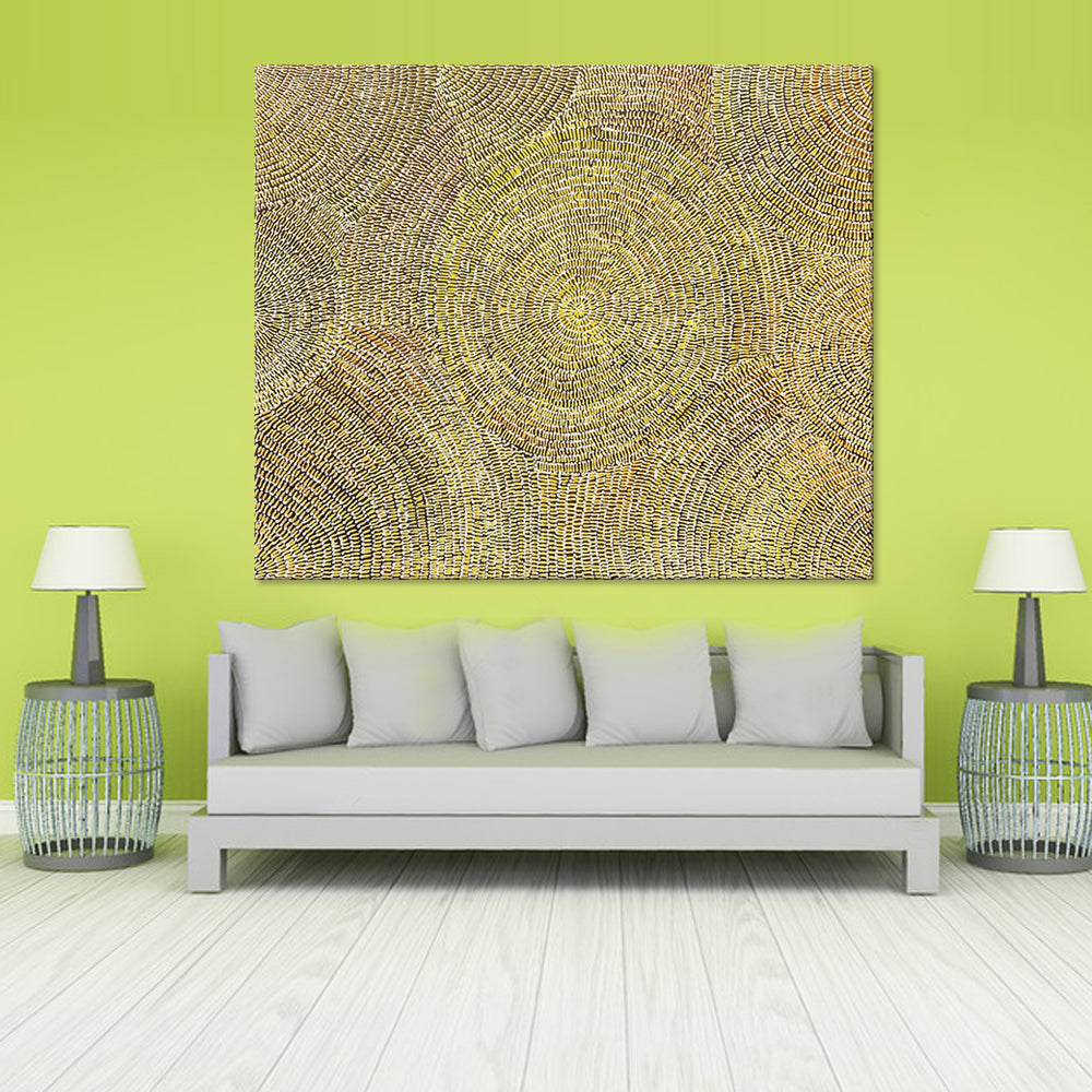 Billowing Warmth - Meticulously Hand Painted Abstract Featuring Thousands of Painted Strokes, size 100x120cm