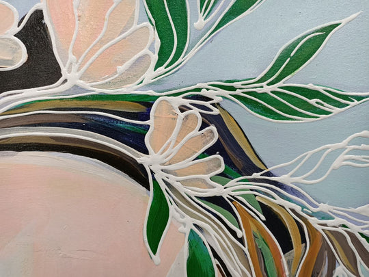 Botanical Muse - Hand Painted Contemporary Portrait Artwork 120x120cm - AC599
