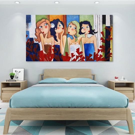 Garden Conversations - Hand Painted Canvas Artwork - 80x150cm