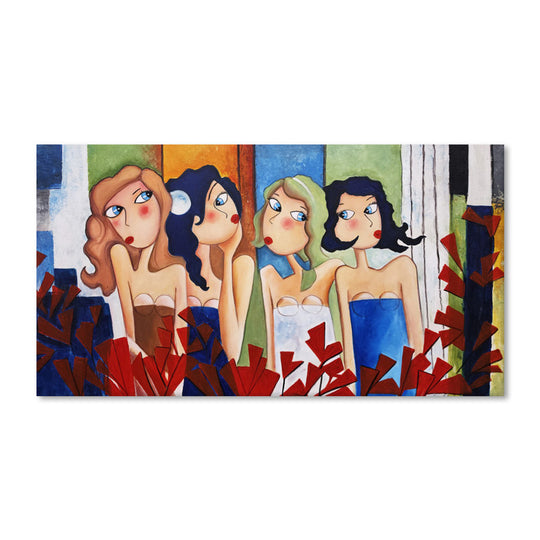 Garden Conversations - Hand Painted Canvas Artwork - 80x150cm