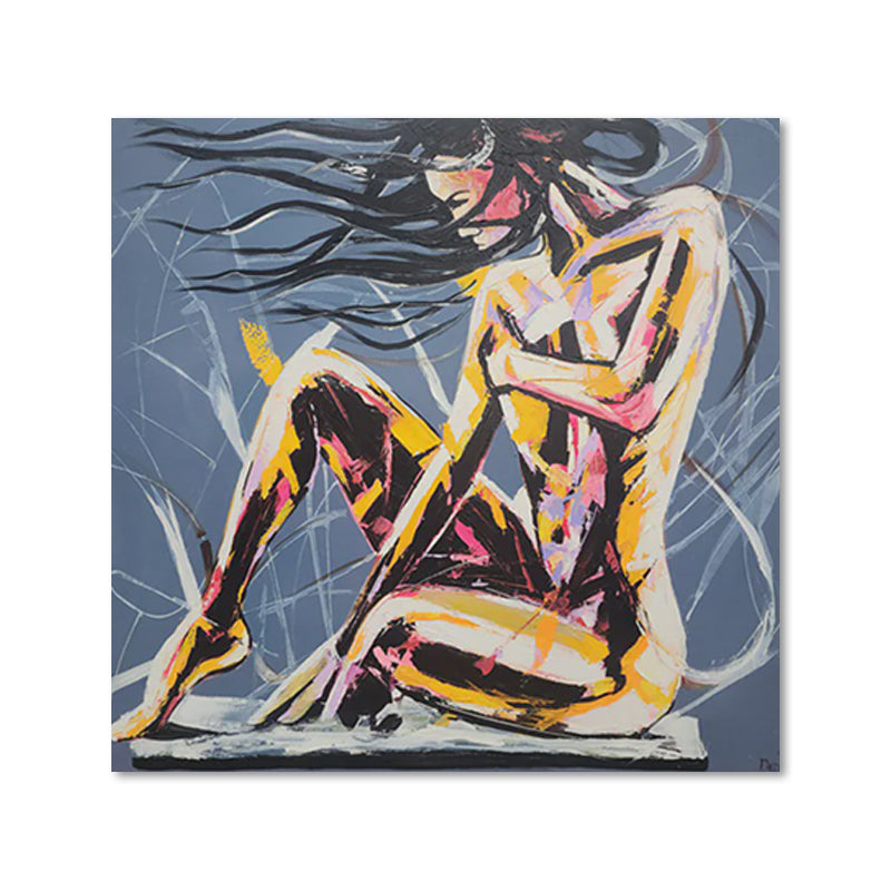 The Nude - Stunning Artwork Depicting a Female Nude Emboldened with Striking Colours, Size 120x120cm