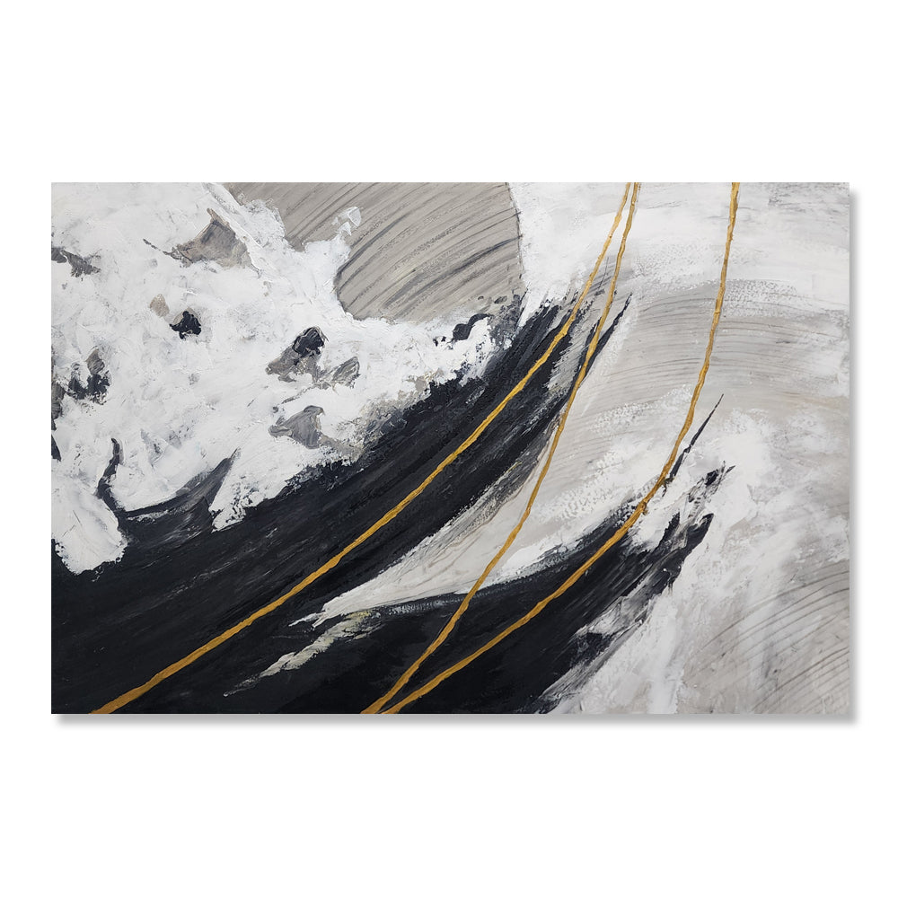 Divine Junction - Striking Modern Abstract Neutral Toned Artwork With touches of Gold, Size 100x150cm