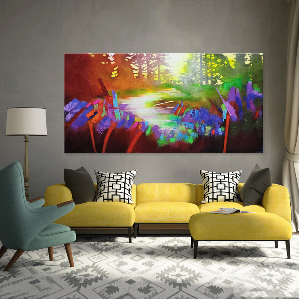 The Dreamscape - Striking, boldly coloured Modern Abstract in Feature Size 100x200cm