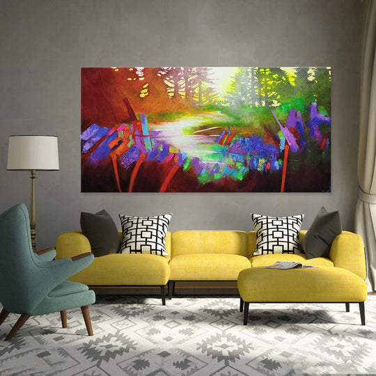 The Dreamscape - Striking, boldly coloured Modern Abstract in Feature Size 100x200cm