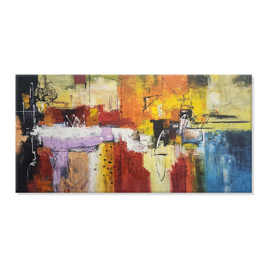 Strikes on Colour - Stunning, Colourful Modern Abstract Feature with Bold, Bright Tones, in Huge Feature Size 100x200cm