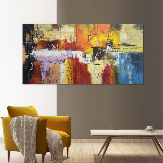 Strikes on Colour - Stunning, Colourful Modern Abstract Feature with Bold, Bright Tones, in Huge Feature Size 100x200cm