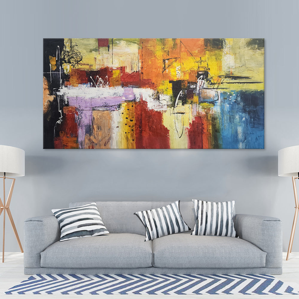 Strikes on Colour - Stunning, Colourful Modern Abstract Feature with Bold, Bright Tones, in Huge Feature Size 100x200cm