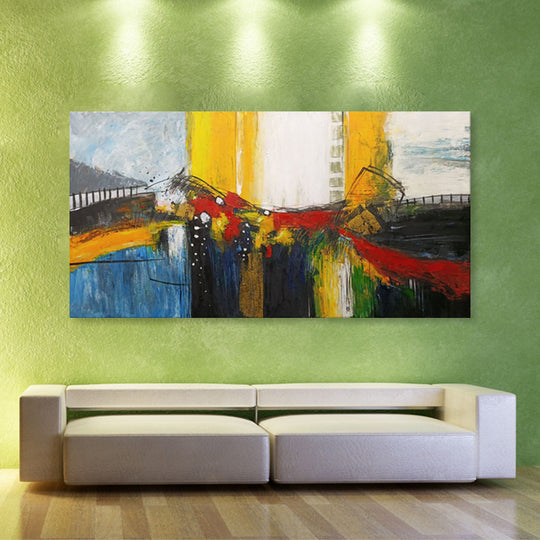 Urban Spectrum - Hand Painted Contemporary Abstract Cityscape Artwork 100x200cm - AC654