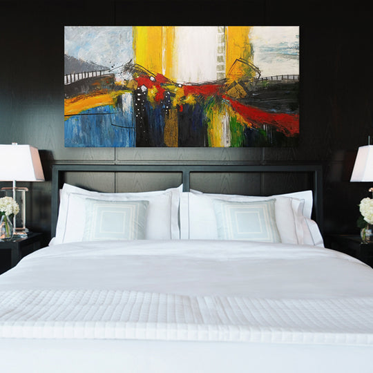 Urban Spectrum - Hand Painted Contemporary Abstract Cityscape Artwork 100x200cm - AC654