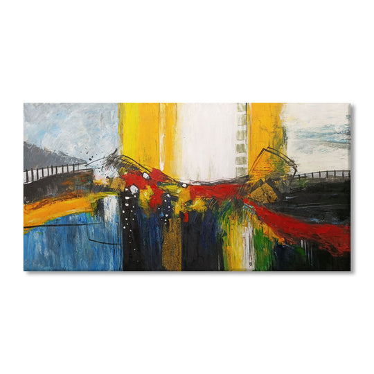 Urban Spectrum - Hand Painted Contemporary Abstract Cityscape Artwork 100x200cm - AC654