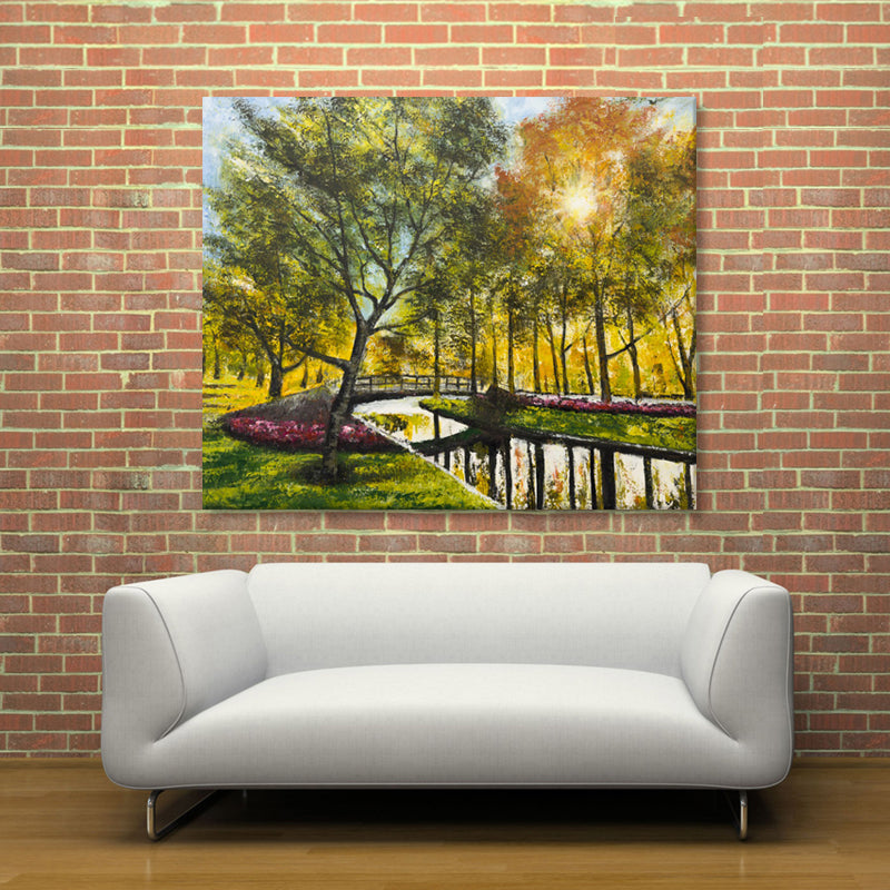 Sunlit Park Reflections - Original Hand Painted Artwork - 100x120cm - AC673