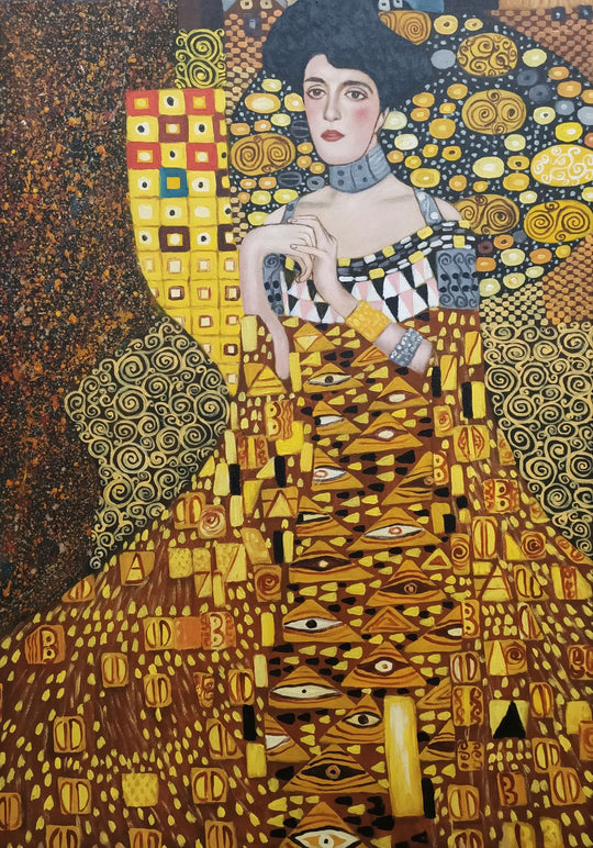 Golden Elegance Portrait - Hand Painted Reproduction Artwork 80x120cm - AC675