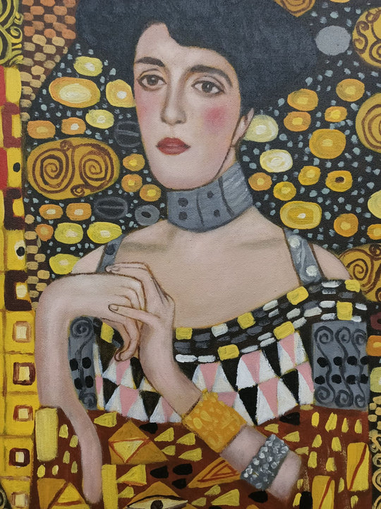Golden Elegance Portrait - Hand Painted Reproduction Artwork 80x120cm - AC675