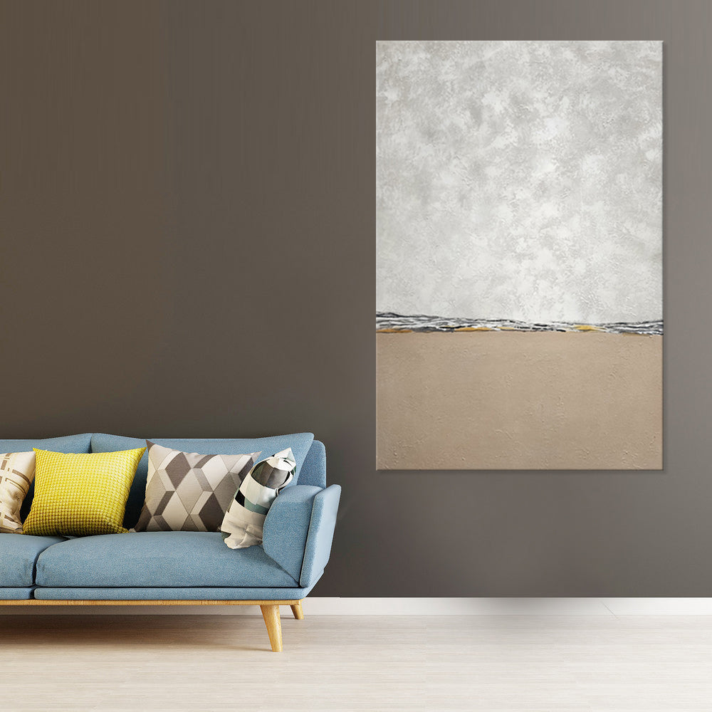 Soft Horizon - Beautiful, Neutral Toned Abstract Landscape Painting with Earthy Tones, Size 60x90cm