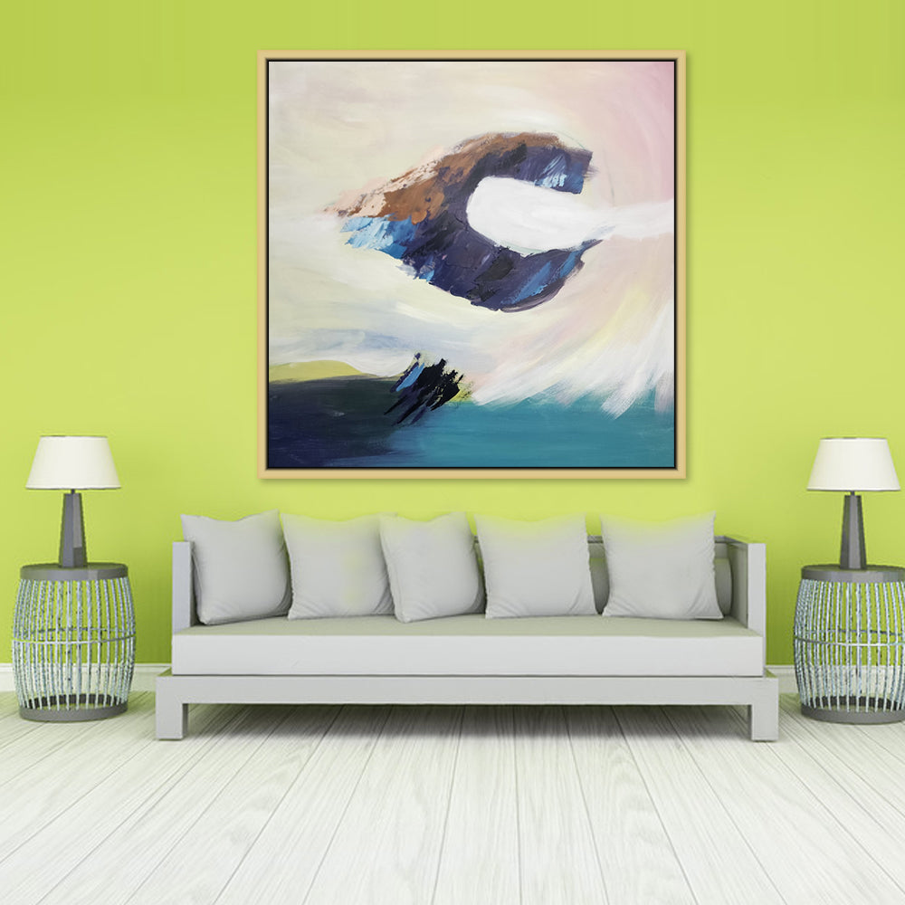 Centered Abstraction - Stunning Modern Abstract Artwork finished in an Oak Frame, Size 90x90cm