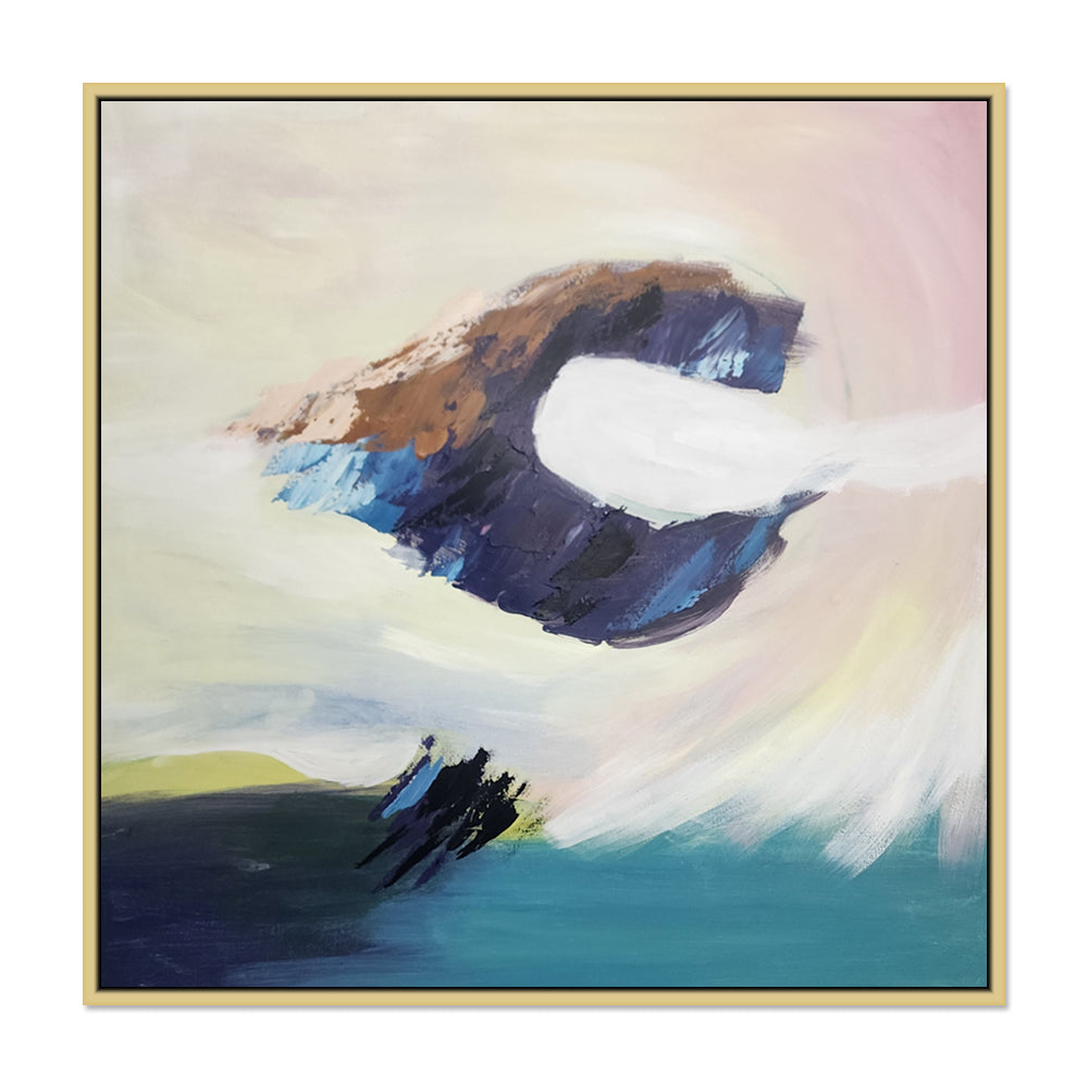 Centered Abstraction - Stunning Modern Abstract Artwork finished in an Oak Frame, Size 90x90cm