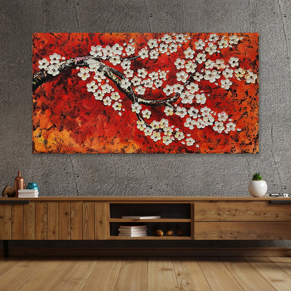 Blossom Flame: A Radiant Symphony of Nature's Beauty, size 80x150cm