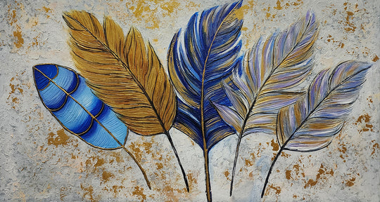 Golden Serenade: A Symphony of Elegance and Graceful Feathers, size 80x150cm