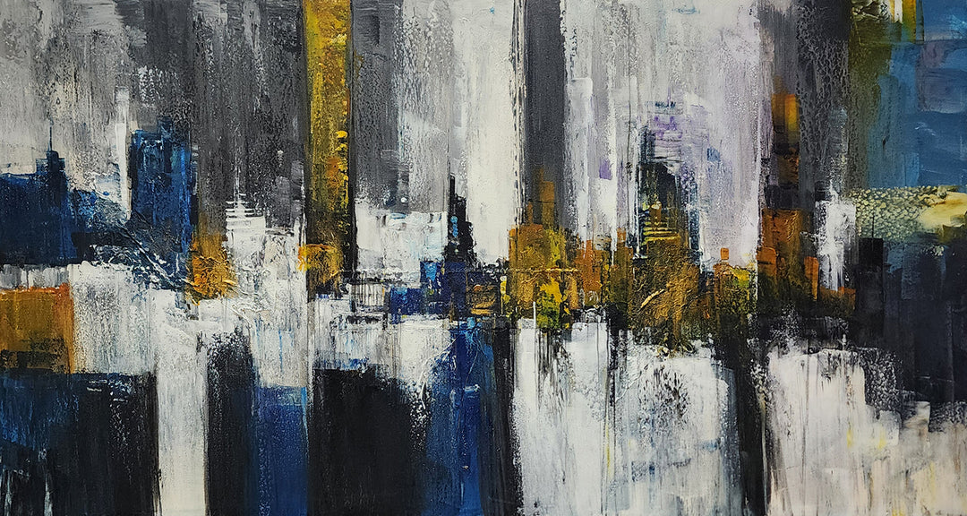Golden Reflections: A Symphony of Light, Texture, and Urban Elegance, size 80x150cm