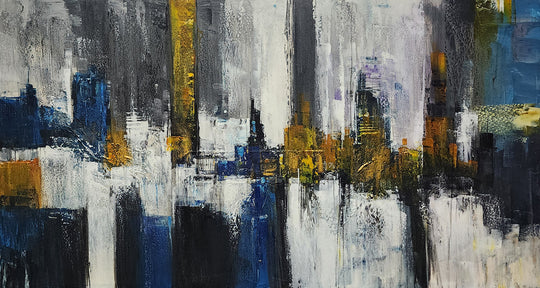 Golden Reflections: A Symphony of Light, Texture, and Urban Elegance, size 80x150cm