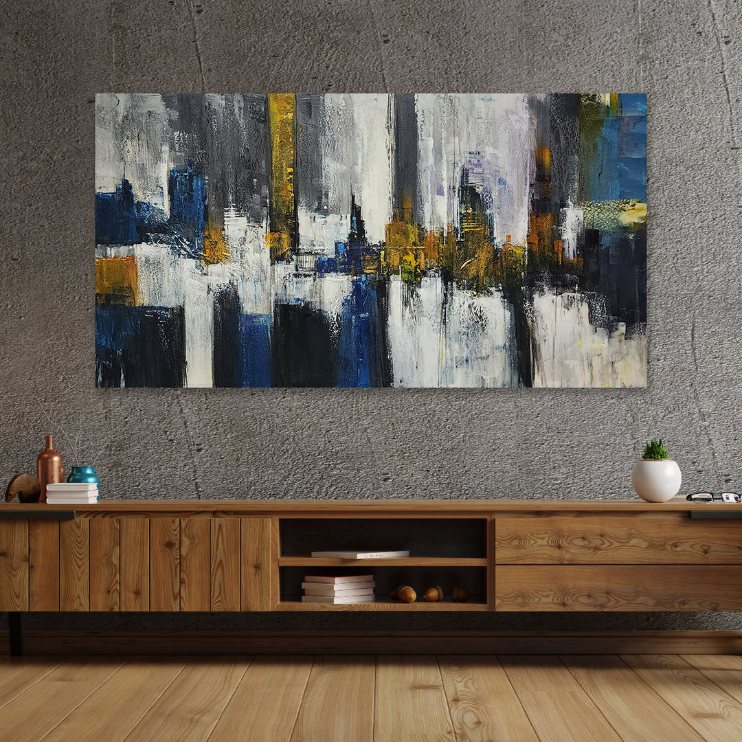 Golden Reflections: A Symphony of Light, Texture, and Urban Elegance, size 80x150cm