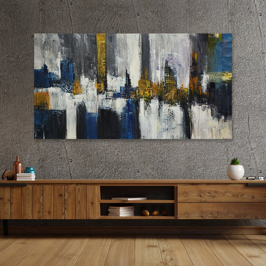 Golden Reflections: A Symphony of Light, Texture, and Urban Elegance, size 80x150cm