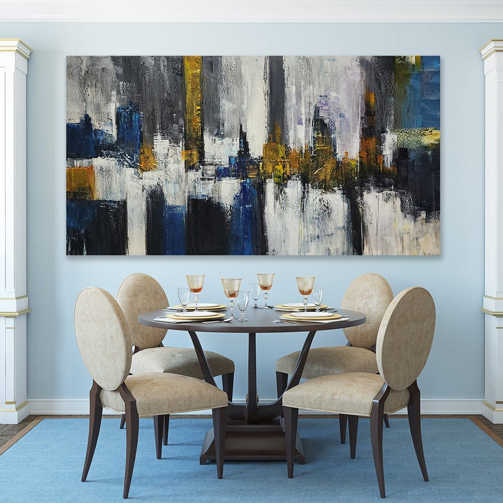 Golden Reflections: A Symphony of Light, Texture, and Urban Elegance, size 80x150cm