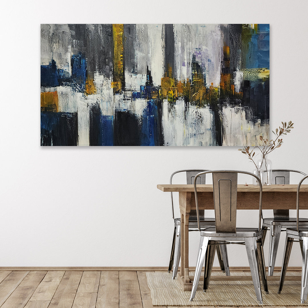 Golden Reflections: A Symphony of Light, Texture, and Urban Elegance, size 80x150cm