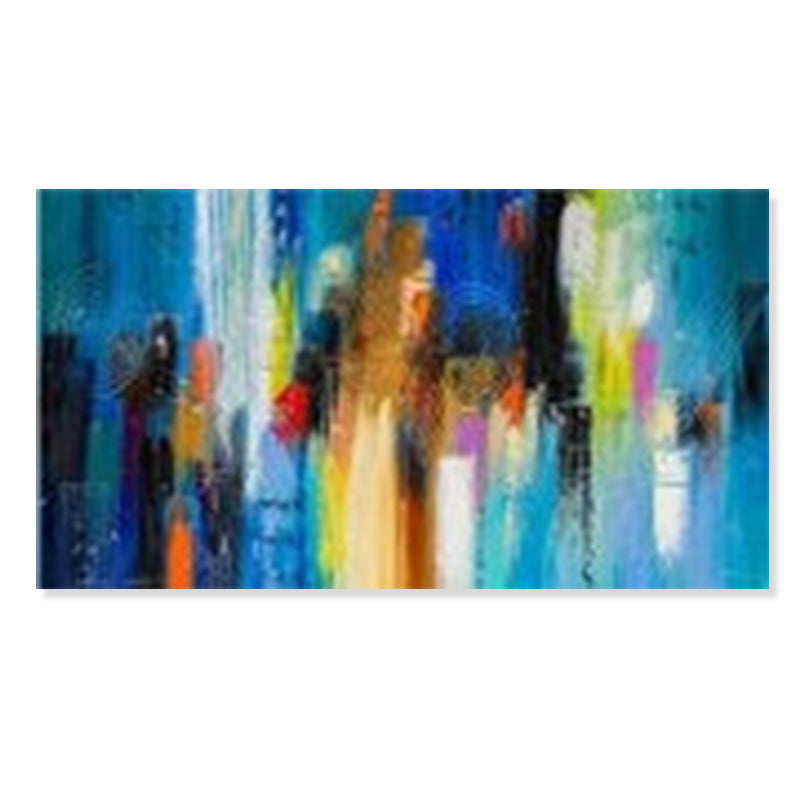 Urban Energy: Hand-Painted Abstract Cityscape, Size 80x150
