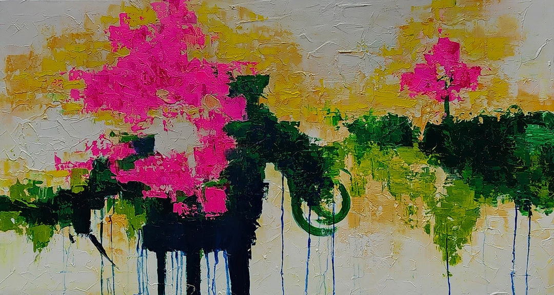Floral Symphony: An Exquisite Burst of Color, Energy, and Texture, size 80x150cm