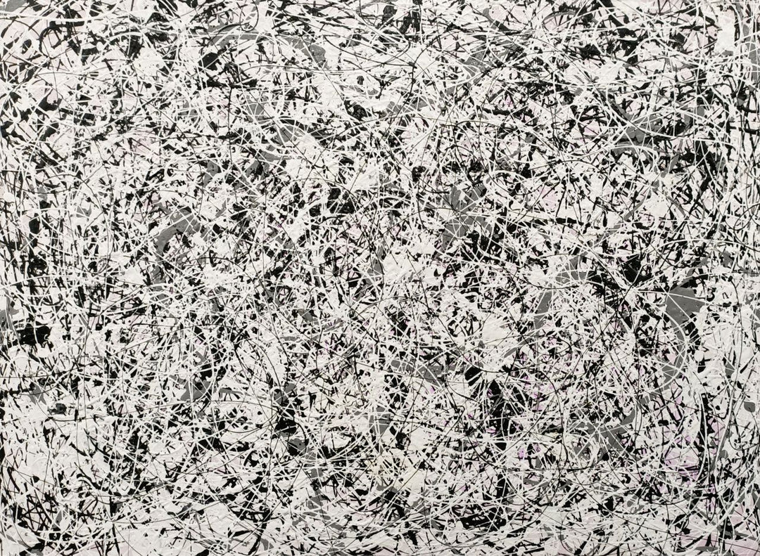 Monochrome Energy - Hand Painted Contemporary Abstract Expressionist Artwork 100x150cm - AC770