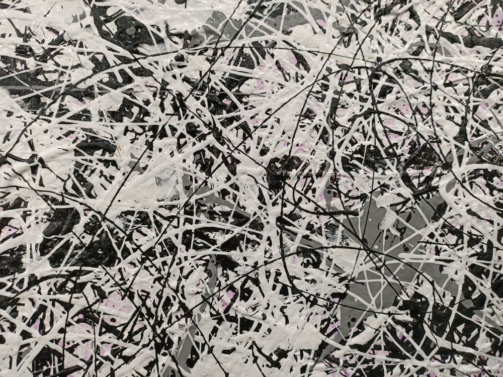 Monochrome Energy - Hand Painted Contemporary Abstract Expressionist Artwork 100x150cm - AC770