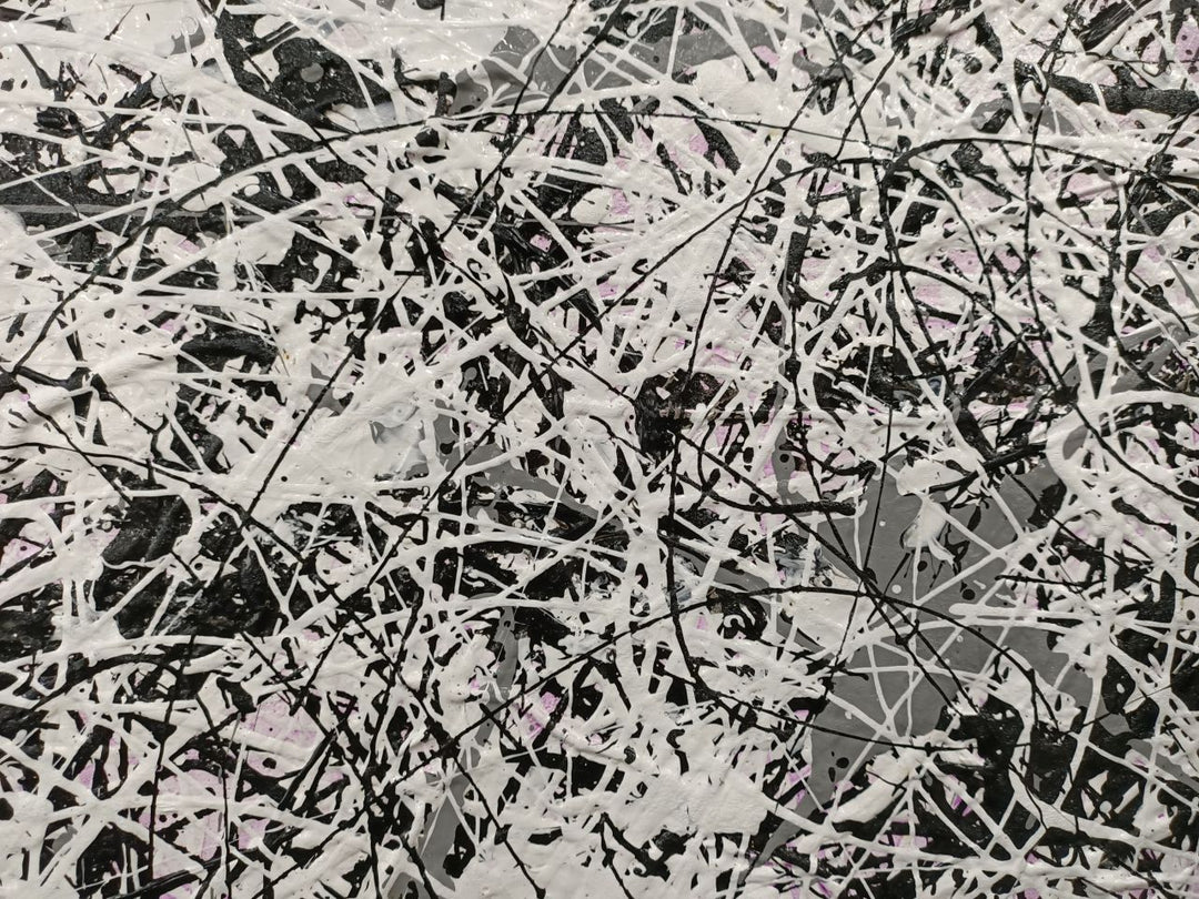 Monochrome Energy - Hand Painted Contemporary Abstract Expressionist Artwork 100x150cm - AC770