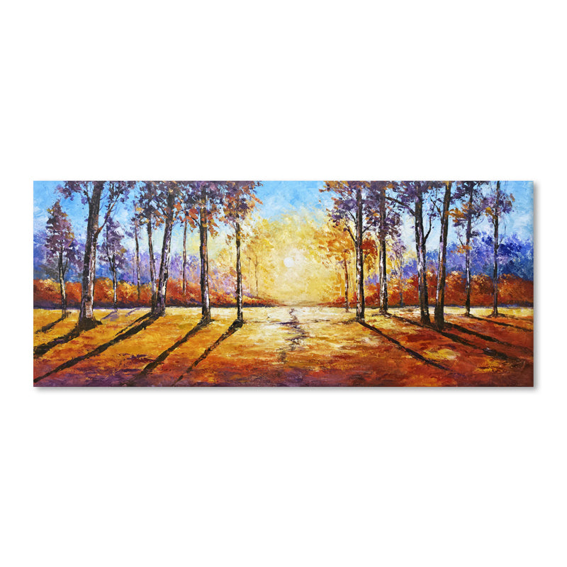 Golden Forest Sunrise - Hand Painted Canvas Artwork - 100x240cm - AC777