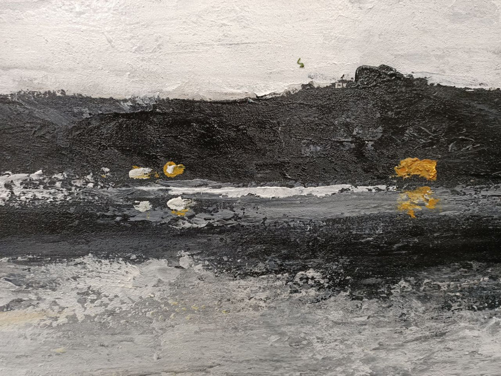Golden Horizon Reflections - Hand Painted Contemporary Abstract Landscape Artwork 120x180cm - AC782