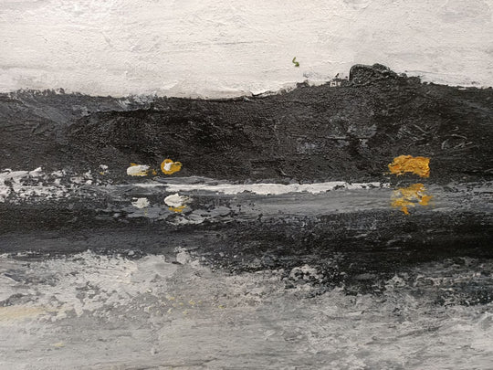 Golden Horizon Reflections - Hand Painted Contemporary Abstract Landscape Artwork 120x180cm - AC782