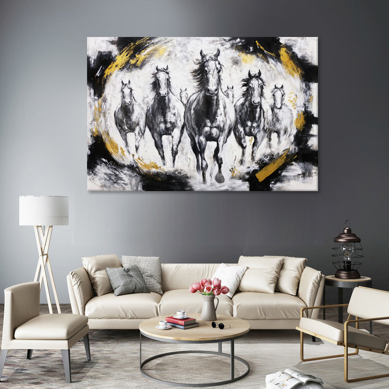 Golden Gallop - Hand Painted Canvas Artwork - 120x180cm - AC783