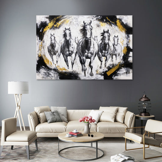 Golden Gallop - Hand Painted Canvas Artwork - 120x180cm - AC783