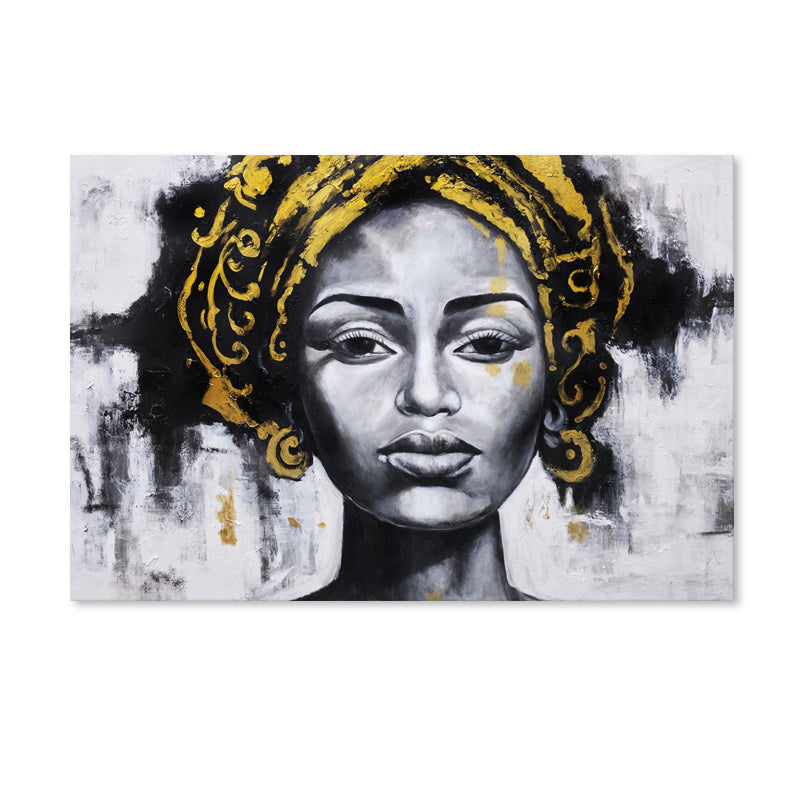 Golden Grace Portrait - Hand Painted Canvas Artwork - 120x180cm - AC784