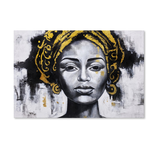 Golden Grace Portrait - Hand Painted Canvas Artwork - 120x180cm - AC784