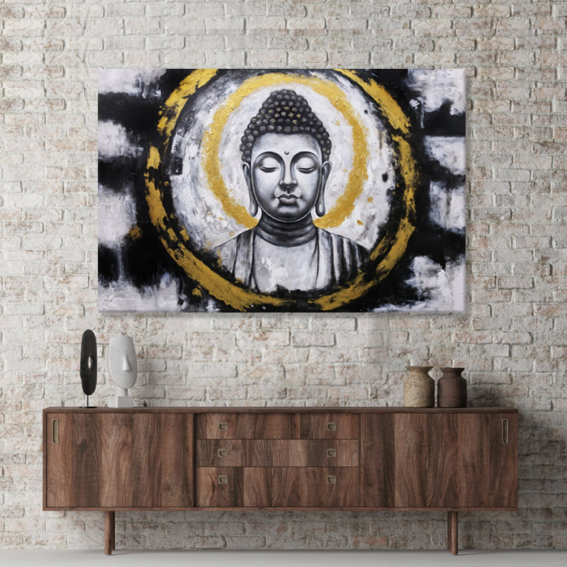 Golden Buddha Serenity - Hand Painted Canvas Artwork - 120x180cm - AC785
