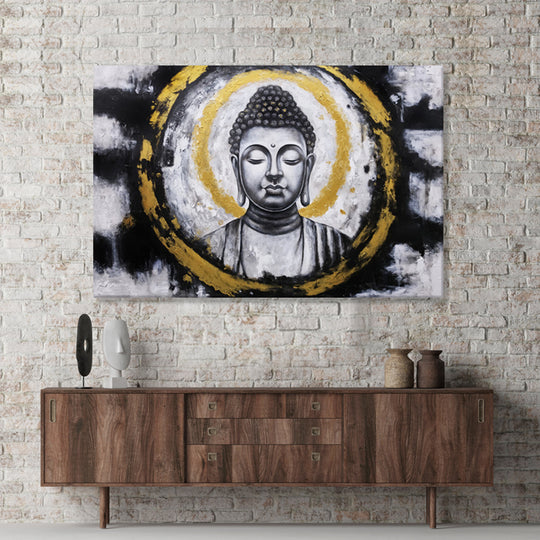 Golden Buddha Serenity - Hand Painted Canvas Artwork - 120x180cm - AC785