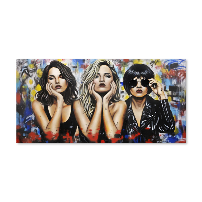 Urban Icons - Hand Painted Canvas Artwork - 100x200cm - AC788