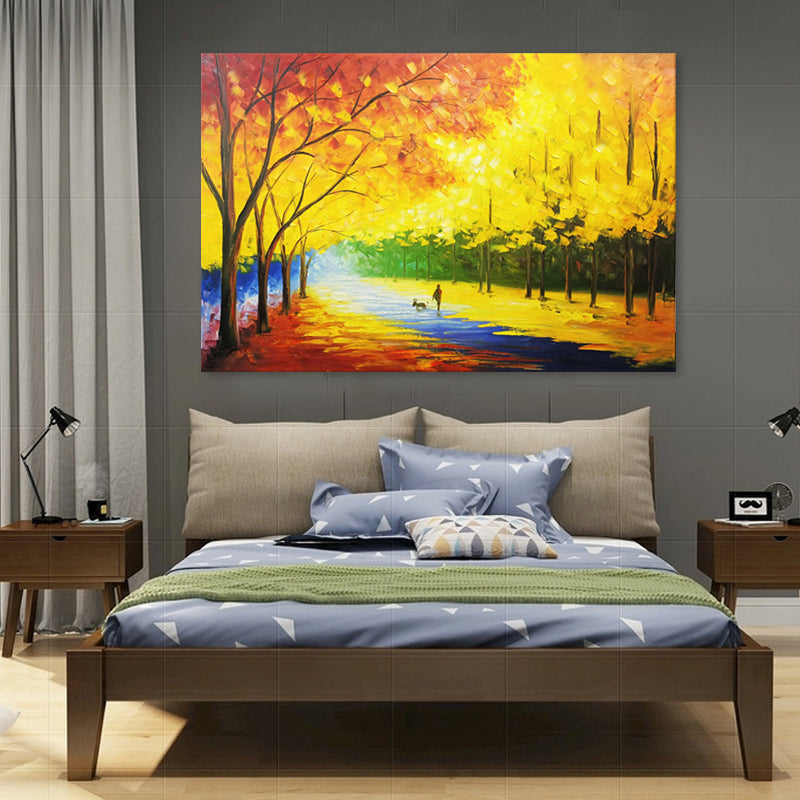Golden Canopy Stroll - Hand Painted Contemporary Landscape Artwork 120x180cm - AC903