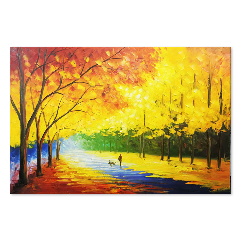 Golden Canopy Stroll - Hand Painted Contemporary Landscape Artwork 120x180cm - AC903