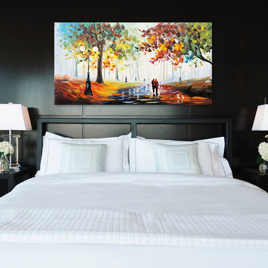 Autumn Reflections - Hand Painted Romantic Park Landscape Artwork 60x120cm - AC9051