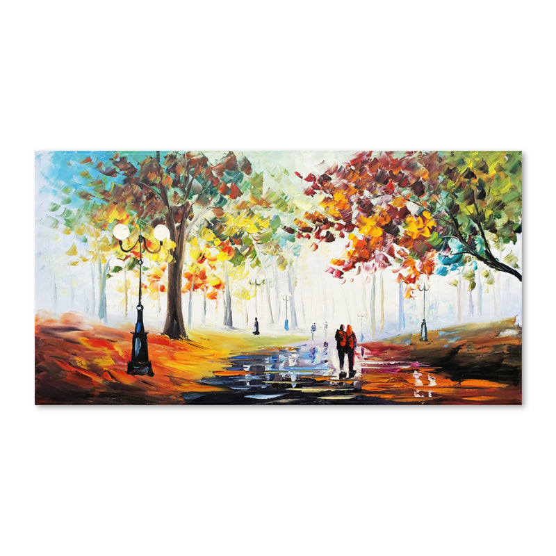 Autumn Reflections - Hand Painted Romantic Park Landscape Artwork 60x120cm - AC9051