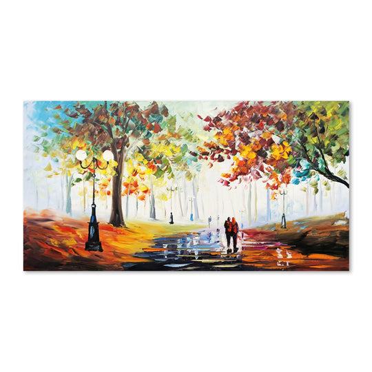 Autumn Reflections - Hand Painted Romantic Park Landscape Artwork 60x120cm - AC9051